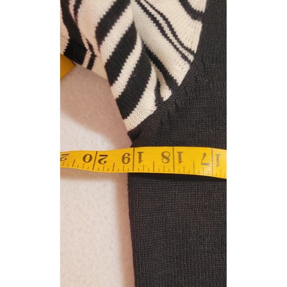 Cable & Gauge Womens Thin Cardigan Sweater M Black White Y2K Minimalist Preppy - Picture 5 of 9